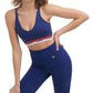 Tommy Hilfiger Women's Strappy Logo Band Low Impact Sports Bra Blue Size Small