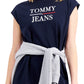 Tommy Jeans Women's Cap Sleeve Crew Neck Short Sweater Dress Blue Size X-Large