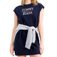 Tommy Jeans Women's Cap Sleeve Crew Neck Short Sweater Dress Blue Size X-Large