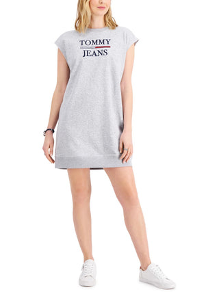 Tommy Jeans Women's Cap Sleeve Logo Dress Gray Size X-Large