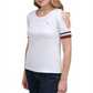 Tommy Hilfiger Women's Cold Shoulder Scoop Neck Top White Size Small