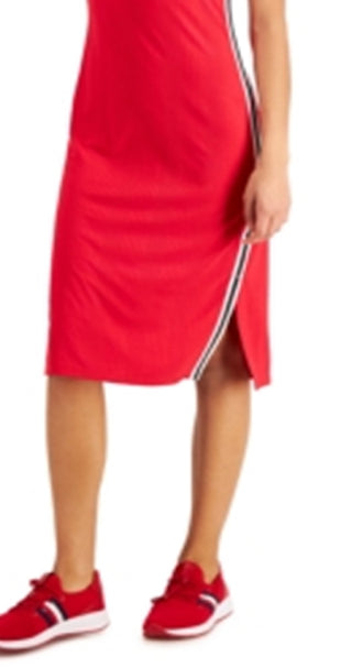 Tommy Jeans Women's Striped Long T-Shirt Dress Red Size X-Small