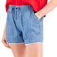 Tommy Jeans Women's Chambray Drawstring Cutoff Shorts Blue Size X-Large