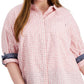Tommy Hilfiger Women's Gingham Button Down Top Pink Size 2X