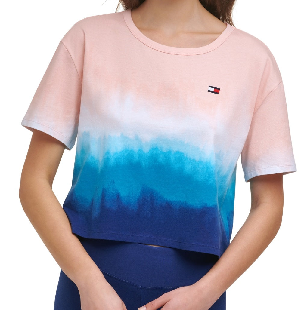 Tommy Hilfiger Women's Sport Cutout Back Ombre T-Shirt Blue Size XX-Large