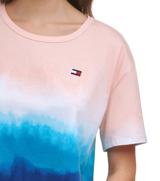 Tommy Hilfiger Women's Stretch Scoop Neck Active Wear T-Shirt Blue Size Medium