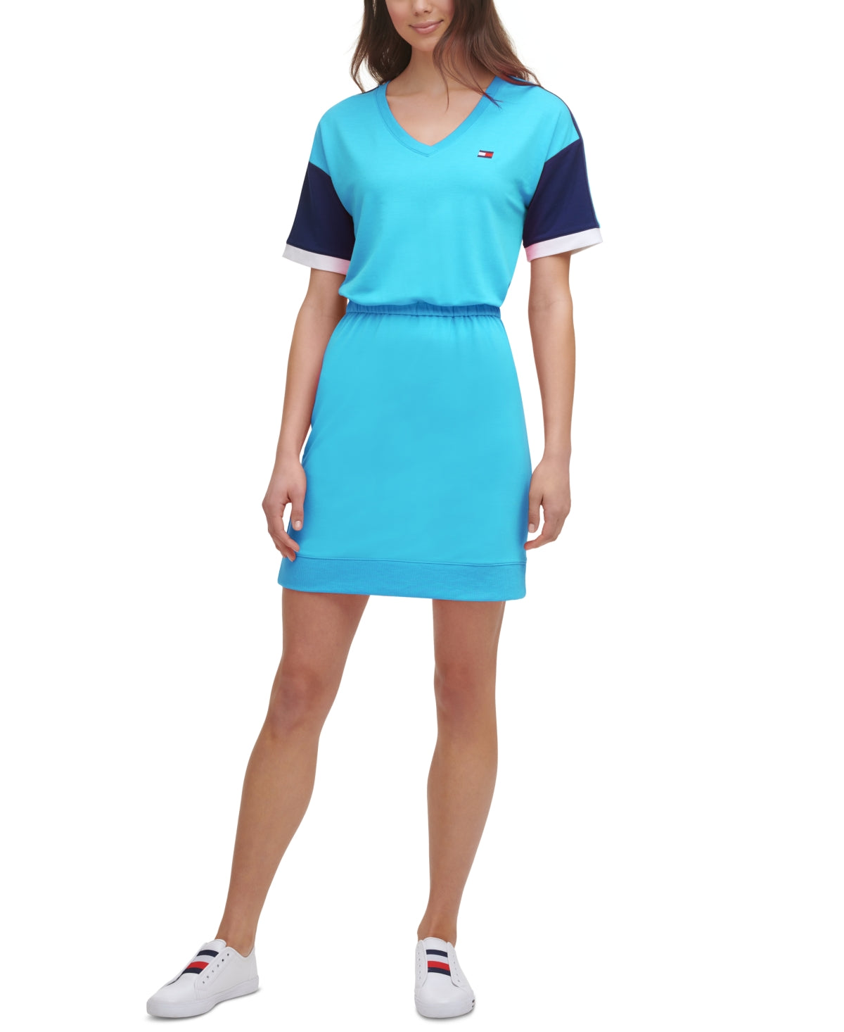 Tommy Hilfiger Women's Colorblocked Dress Blue Size Small