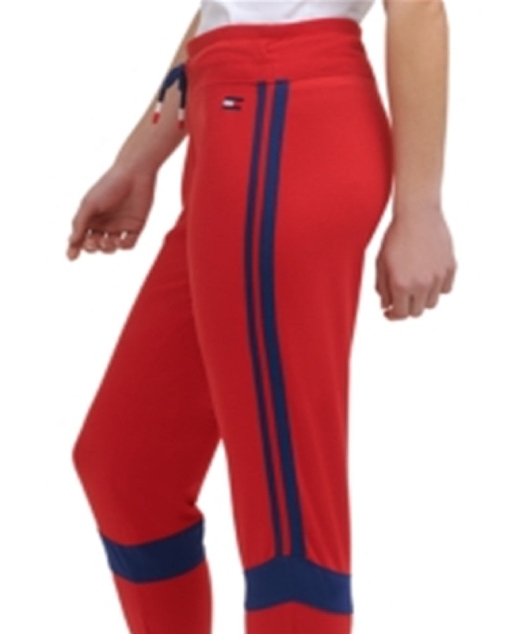 Tommy Hilfiger Women's Sport Colorblocked Logo Jogger Pants Red Size  L