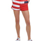 Tommy Hilfiger Women's Stretch Pocketed Interior Briefs Elastic Waist Logo Graphic Active Wear Shorts Red Size Small