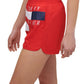 Tommy Hilfiger Women's Stretch Pocketed Interior Briefs Elastic Waist Logo Graphic Active Wear Shorts Red Size Small