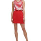 Tommy Hilfiger Women's Stretch Striped Sleeveless Scoop Neck Mini Sheath Dress Red Size Small