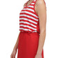 Tommy Hilfiger Women's Stretch Striped Sleeveless Scoop Neck Mini Sheath Dress Red Size Small