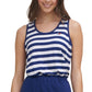 Tommy Hilfiger Women's Stretch Striped Sleeveless Scoop Neck Mini Sheath Dress Blue Size Medium