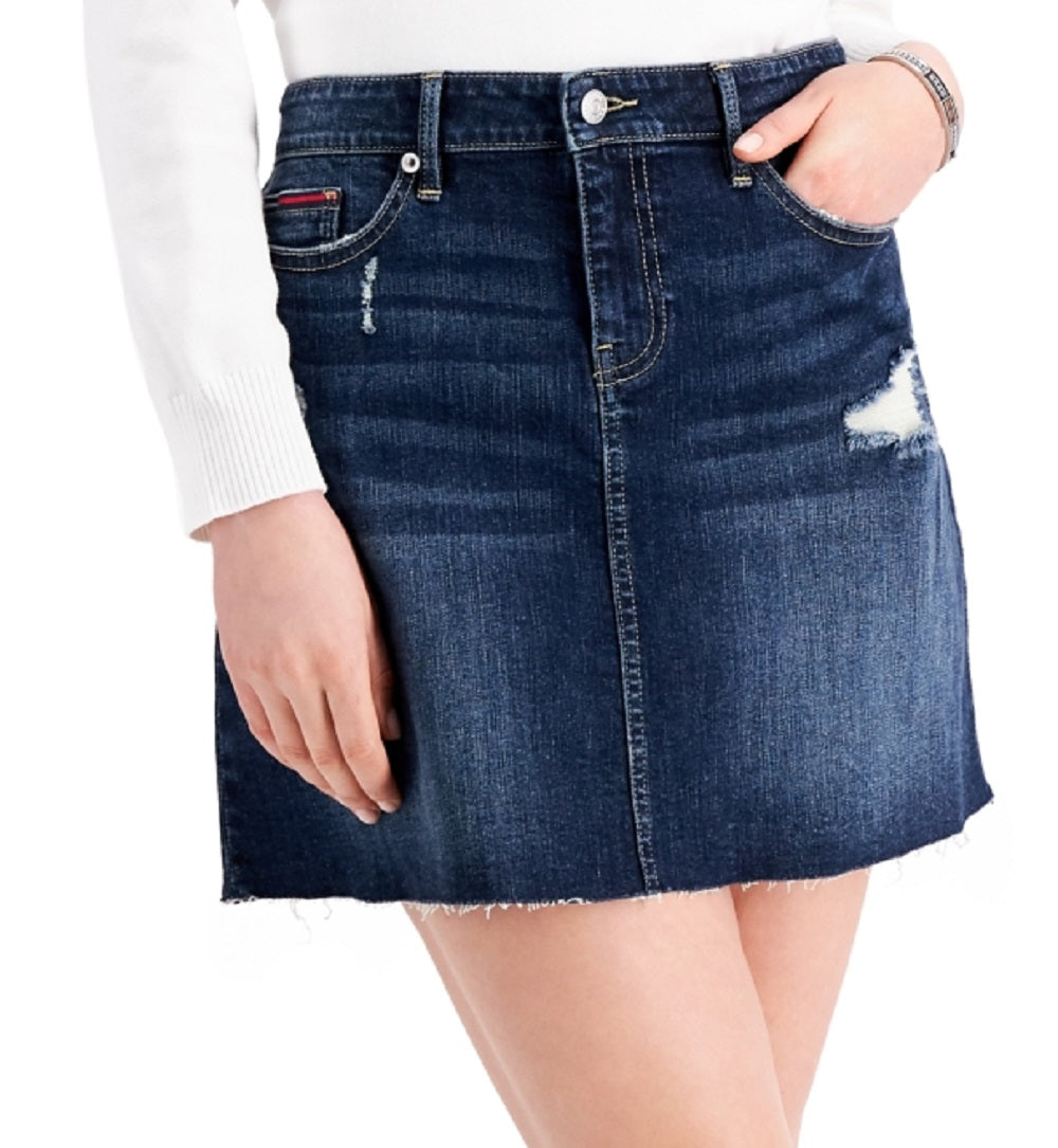 Tommy Jeans Women's Stretch Pocketed Mini A Line Skirt Blue Size 27/4