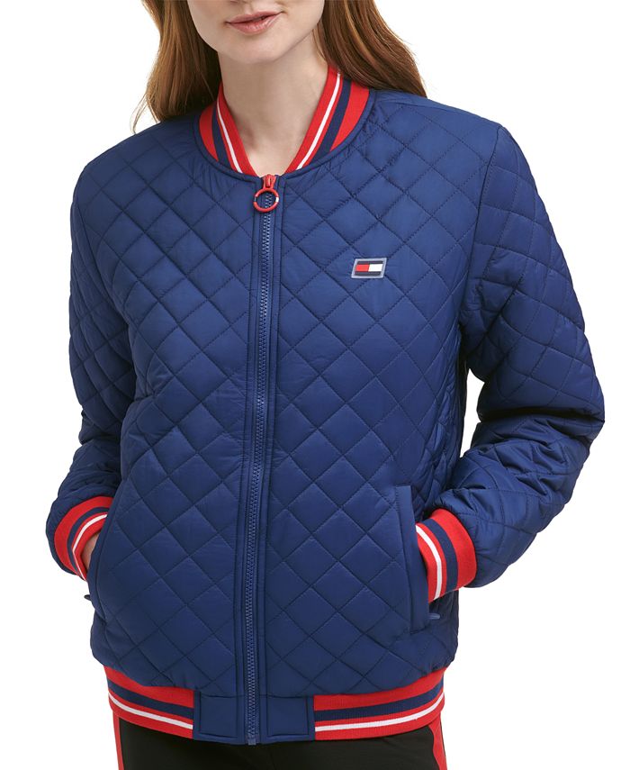Tommy Hilfiger Women's Quilted Bomber Jacket Blue Size X-Large