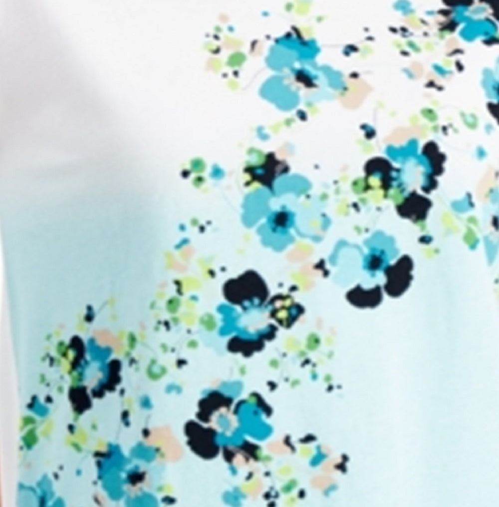 Tommy Hilfiger Women's Clover Print Ombre T-Shirt Blue Size Medium