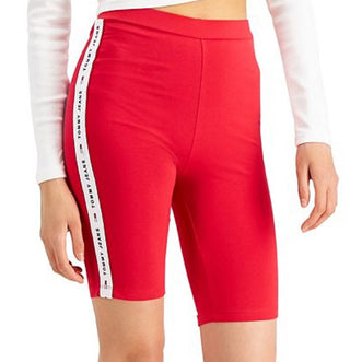 Tommy Jeans Women's Logo Tape Bike Shorts Red Size XX-Small