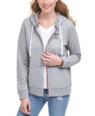 Tommy Jeans Women's Logo Zip Hoodie Gray Size XX-Small