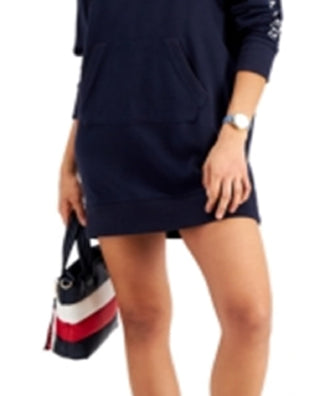 Tommy Jeans Women's V Neck Sweatshirt Dress Blue Size Small