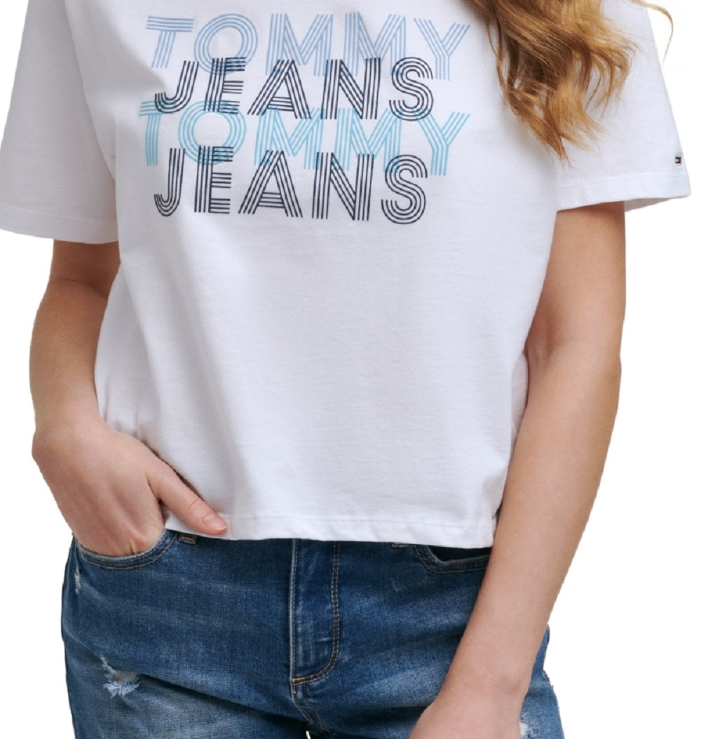 Tommy Jeans Women's Cotton Cropped White Size X-Large