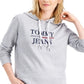 Tommy Jeans Women's Tie Ribbed Hem Cuffs And Side Seams Long Sleeve Hoodie Top Gray Size Medium