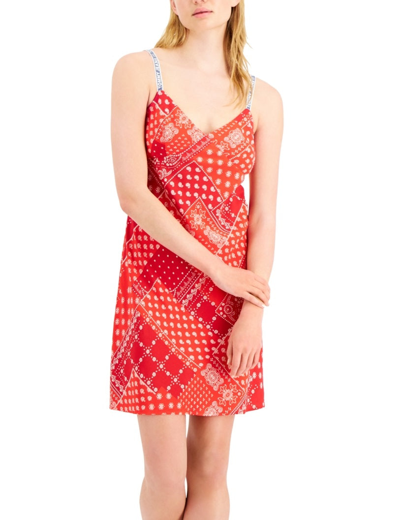 Tommy Jeans Women's Patchwork Slip Dress Red Size Small