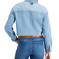 Tommy Jeans Women's Frayed Hem Logo Pocket Trucker Jean Jacket Blue Size Medium