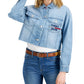 Tommy Jeans Women's Frayed Hem Logo Pocket Trucker Jean Jacket Blue Size Medium