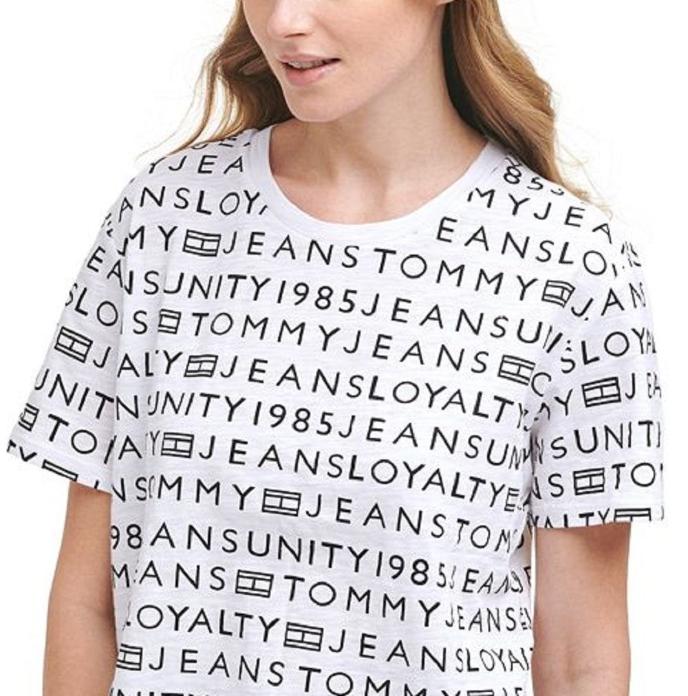 Tommy Jeans Women's Cotton Printed T-Shirt White Size X-Large