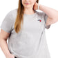 Tommy Hilfiger Women's Heart Flag Patchwork Heathered T-Shirt Gray Size 3X