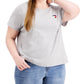 Tommy Hilfiger Women's Heart Flag Patchwork Heathered T-Shirt Gray Size 3X