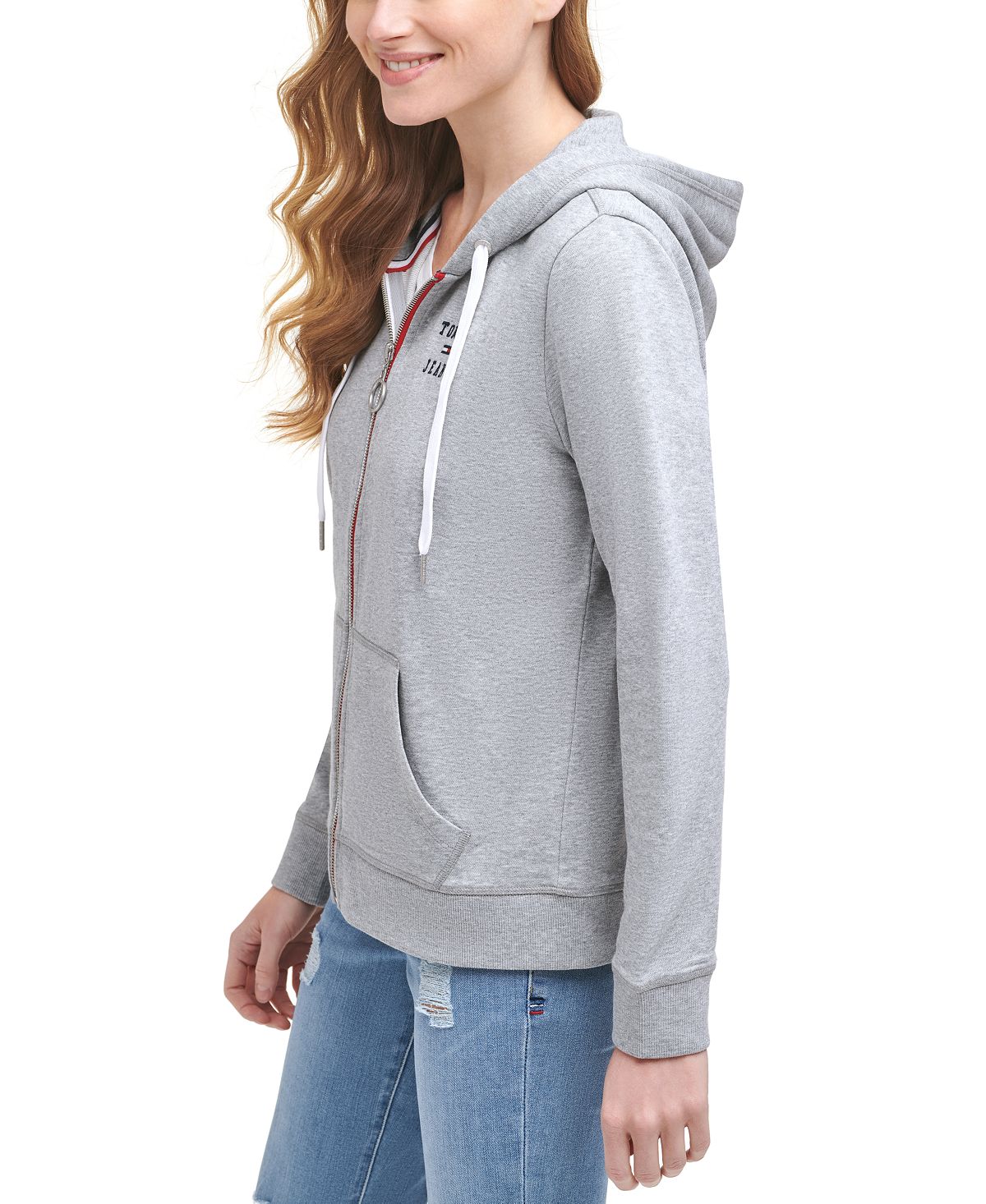 Tommy Jeans Women's Logo Zip Hoodie Gray Size X-Small