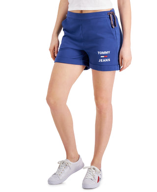 Tommy Jeans Women's Knit Logo Shorts Blue Size X-Large