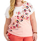 Tommy Hilfiger Women's Clover Print T-Shirt Pink Size 3X