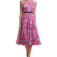 Tommy Hilfiger Women's Floral Chiffon Belted Midi Dress Pink Size 2