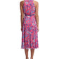 Tommy Hilfiger Women's Floral Chiffon Belted Midi Dress Pink Size 2