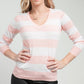 Tommy Hilfiger Women's Cotton Rugby Stripe Sweater Pink Size Large