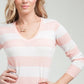 Tommy Hilfiger Women's Cotton Rugby Stripe Sweater Pink Size Large