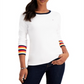 Tommy Hilfiger Women's Cotton Striped Cuff Top White Size Large