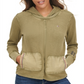 Tommy Jeans Women's Mixed Media Waffle Hoodie Green Size Large