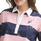 Tommy Jeans Women's Distressed Long Sleeve Cotton Polo Shirt Pink Size Large