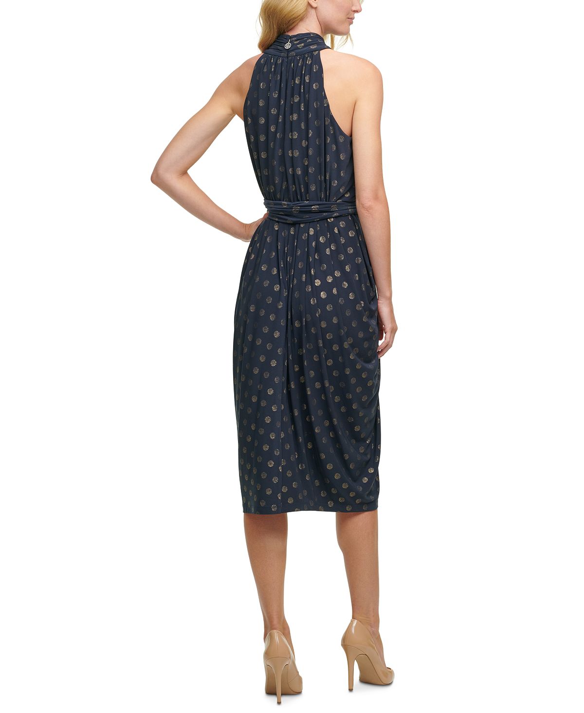 Tommy Hilfiger Women's Glitter Dot Mock Neck Dress Blue Size 4