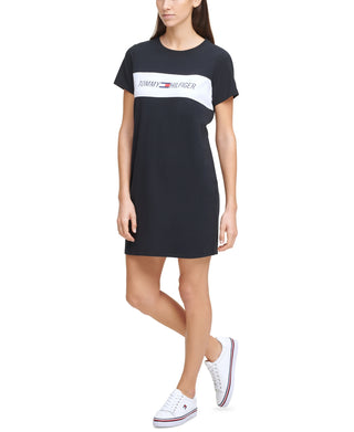 Tommy Hilfiger Women's Graphic T-Shirt Dress Black Size Medium