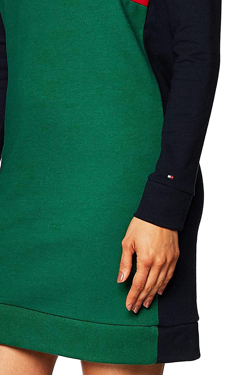 Tommy Hilfiger Women's Plus Colorblocked Hoodie Dress -Green Size 2X
