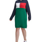 Tommy Hilfiger Women's Plus Colorblocked Hoodie Dress -Green Size 2X