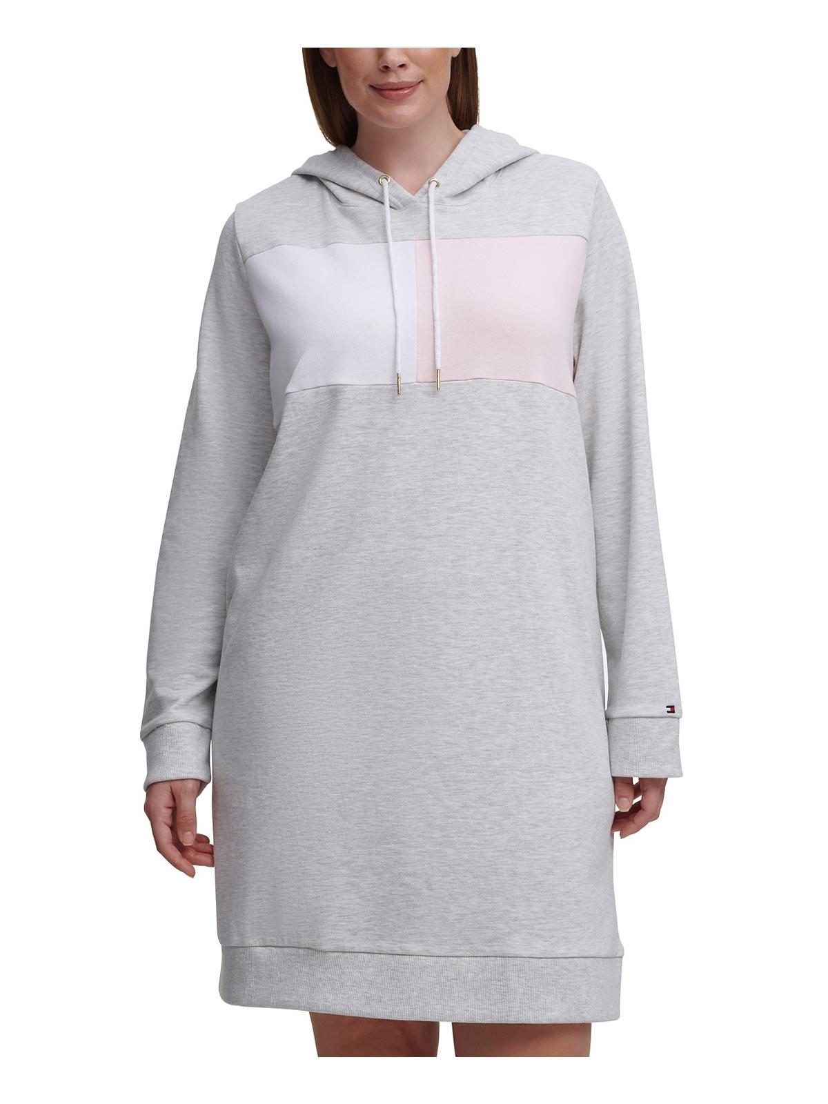 Tommy Hilfiger Women's Colorblocked Hoodie Dress Gray Size 0X