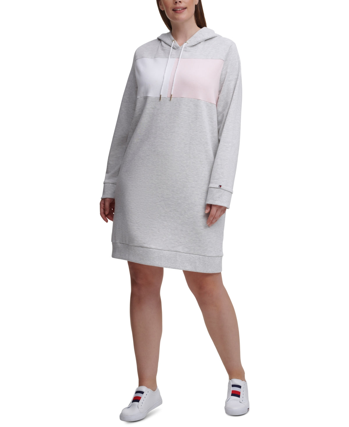 Tommy Hilfiger Women's Colorblocked Hoodie Dress Gray Size 0X