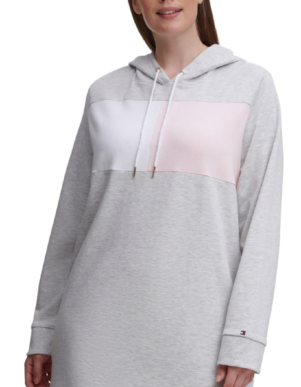 Tommy Hilfiger Women's Colorblocked Hoodie Dress Gray Size 1X
