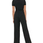 Tommy Hilfiger Women's Collared Belted Jumpsuit Black Size 12