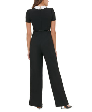Tommy Hilfiger Women's Collared Belted Jumpsuit Black Size 12